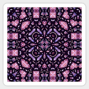 Crystal Hearts and Flowers Valentines Kaleidoscope pattern (Seamless) 9 Sticker